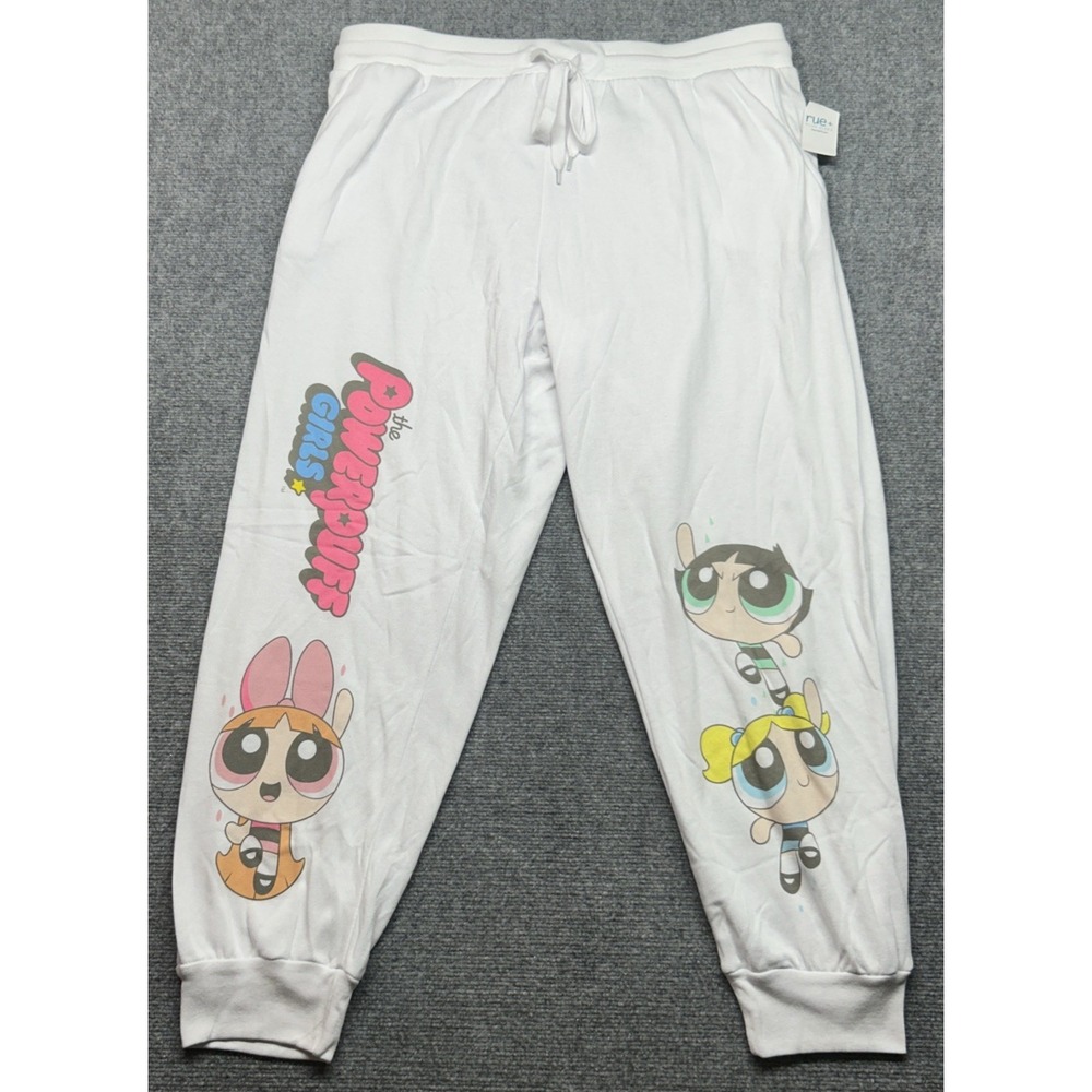 Powerpuff Girls Jogger Sweatpants Womens 2X White Elastic Waist New